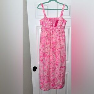 Lilly Pulitzer Amira Cotton Midi Dress Seaside Scene NWT Size 8